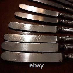 Fleur De Lis Alvin Sterling Handles Old French Knives 1907 Set 12 Slvplt Blds