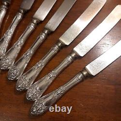 Fleur De Lis Alvin Sterling Handles Old French Knives 1907 Set 12 Slvplt Blds