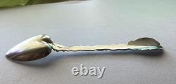 Forget me not ALVIN Silver Dematasse Spoon withHeart Shape Bowl Rare