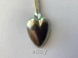 Forget me not ALVIN Silver Dematasse Spoon withHeart Shape Bowl Rare