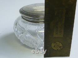 Gorgeous Antique Cut Crystal Dresser Jar with Alvin Sterling Silver lid