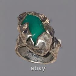 H. Alvin Sharpe Clunky Funky Silver & Jade Ring Hallmarked 21 Grams Size 8.25