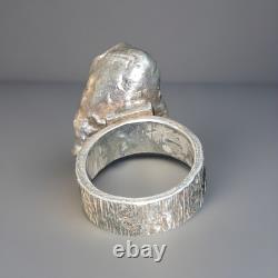 H. Alvin Sharpe Clunky Funky Silver & Jade Ring Hallmarked 21 Grams Size 8.25
