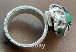 H. Alvin Sharpe Clunky Funky Silver & Jade Ring Hallmarked 21 Grams Size 8.25