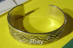 Heavy Vintage Alvin Toadacheene Sterling Silver Cuff Bracelet 6-3/4 Size