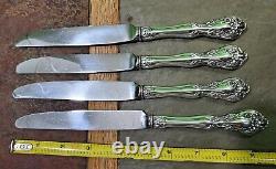 LOT OF 4 c1940 CHATEAU ROSE STERLING SILVER? HANDLED NEW FRENCH HOLLOW KNIVES