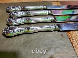 LOT OF 4 c1940 CHATEAU ROSE STERLING SILVER? HANDLED NEW FRENCH HOLLOW KNIVES