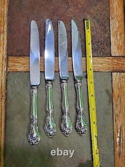 LOT OF 4 c1940 CHATEAU ROSE STERLING SILVER? HANDLED NEW FRENCH HOLLOW KNIVES