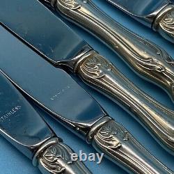 (LOT OF 8) Chateau Rose by Alvin Sterling Hollow Handle Dinner Knives 8-7/8