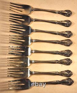 LOT of 8 ALVIN CHATEAU ROSE STERLING SILVER SALAD FORKS APPROX 290 GRAMS