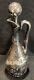 Large 13 Tall Antique Alvin 999 Sterling Silver Overlay Grape Decanter Cracked
