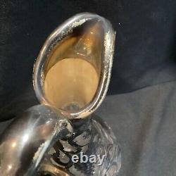 Large 13 Tall Antique Alvin 999 Sterling Silver Overlay Grape Decanter Cracked