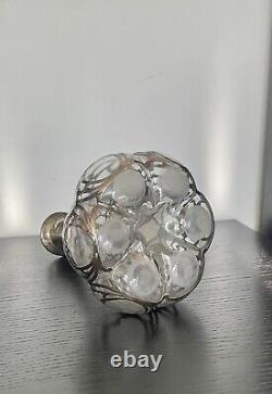 Large Antique Alvin Sterling Silver 999 Overlay Glass Decanter Bottle Marked