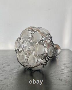 Large Antique Alvin Sterling Silver 999 Overlay Glass Decanter Bottle Marked