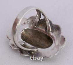 Large Native American Navajo sterling silver repousse ring by Rose & Alvin Boy