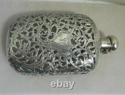 Large Overlay Whiskey Flask Alvin Makers Hallmark Sterling Silver Plus 999/1000