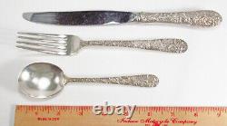 Lot 3 Vintage 1932 Alvin Bridal Bouquet Sterling Silver Knife Fork & Soup Spoon