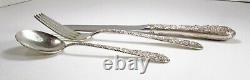 Lot 3 Vintage 1932 Alvin Bridal Bouquet Sterling Silver Knife Fork & Soup Spoon