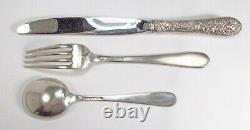 Lot 3 Vintage 1932 Alvin Bridal Bouquet Sterling Silver Knife Fork & Soup Spoon