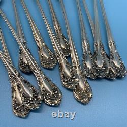 Lot Of 12 Alvin Chateau Rose Sterling Silver Iced Tea Spoons No Monogram