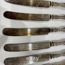 Lot Of 12 Old Orange Blossom by Alvin Sterling Silver Knives Hard To Find Set