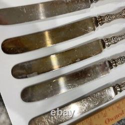 Lot Of 12 Old Orange Blossom by Alvin Sterling Silver Knives Hard To Find Set