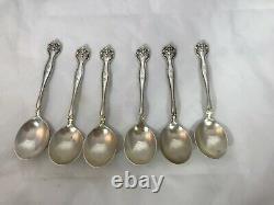 Lot Of 6 Alvin Sterling Silver Raleigh Chocolate Spoons 4.25'