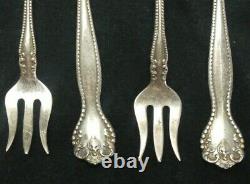 Lot Of 7 Antique Alvin Sterling Silver Raleigh Cocktail Seafood Forks 5 3/8