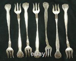 Lot Of 7 Antique Alvin Sterling Silver Raleigh Cocktail Seafood Forks 5 3/8