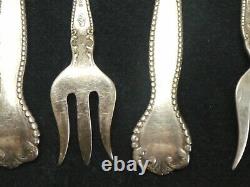 Lot Of 7 Antique Alvin Sterling Silver Raleigh Cocktail Seafood Forks 5 3/8