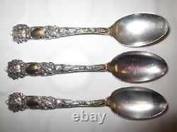 Lot of 3! ART NOUVEAU Antique 1903 ALVIN Bridal Rose STERLING SILVER Tea Spoons