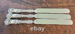 Lot of 3 Bridal Rose Alvin Sterling Silver Dinner Knife Blunt 9 K or R Monogram