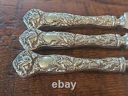 Lot of 3 Bridal Rose Alvin Sterling Silver Dinner Knife Blunt 9 K or R Monogram