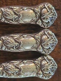 Lot of 3 Bridal Rose Alvin Sterling Silver Dinner Knife Blunt 9 K or R Monogram