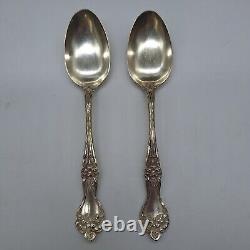 Majestic by Alvin Sterling Silver Daffodils Pattern Rare 7 Oval Soup Spoons 2