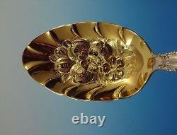 Melrose by Alvin Sterling Silver Berry Spoon with Gold Wash Flowers in Bowl 10057
