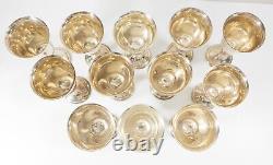 Mid-Century Decorative Set of 12 Sterling Silver Alvin Wine Water Goblets Cups
