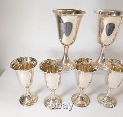 Mid-Century Decorative Set of 12 Sterling Silver Alvin Wine Water Goblets Cups