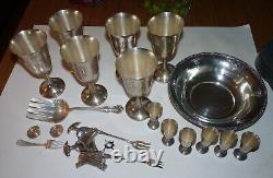 Mixed Sterling Silver Flatware Pieces, Bowl, Goblets, Scrap, Etc. 53.7 Oz. 925