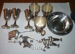 Mixed Sterling Silver Flatware Pieces, Bowl, Goblets, Scrap, Etc. 53.7 Oz. 925