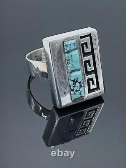 Native American Alvin & Lula Begay Navajo Sterling Silver Turquoise Ring S 10.2