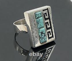 Native American Alvin & Lula Begay Navajo Sterling Silver Turquoise Ring S 10.2