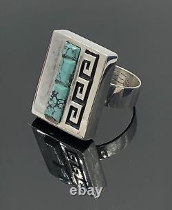 Native American Alvin & Lula Begay Navajo Sterling Silver Turquoise Ring S 10.2
