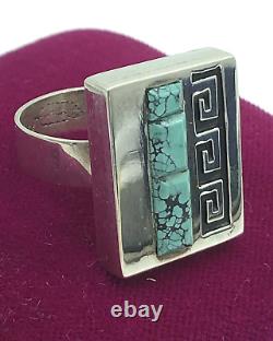 Native American Alvin & Lula Begay Navajo Sterling Silver Turquoise Ring S 10.2
