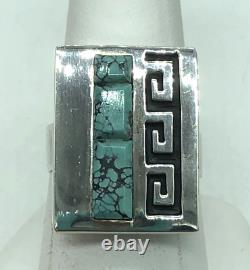 Native American Alvin & Lula Begay Navajo Sterling Silver Turquoise Ring S 10.2