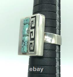 Native American Alvin & Lula Begay Navajo Sterling Silver Turquoise Ring S 10.2