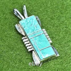 Native American Zuni Alvin Yazzie Sterling 925 silver pendant turquoise
