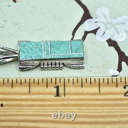Native American Zuni Alvin Yazzie Sterling 925 silver pendant turquoise
