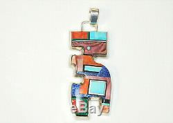 Navajo ALVIN YELLOWHORSE LARGE Sterling Silver & Multi-stone Pendant NICE