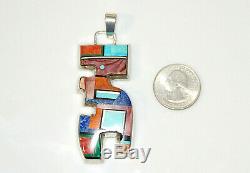 Navajo ALVIN YELLOWHORSE LARGE Sterling Silver & Multi-stone Pendant NICE